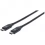 Manhattan USB-C uz USB-C kabelis, 50 cm, vīrietis–vīrietis, melns, 10 Gbps (USB 3.2 Gen2 jeb USB 3.1), 3A (ātrā uzlāde), SuperSpeed+ USB, mūža garantija, ekvivalents USB31CC50CM