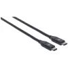 Manhattan USB-C uz USB-C kabelis, 50 cm, vīrietis–vīrietis, melns, 10 Gbps (USB 3.2 Gen2 jeb USB 3.1), 3A (ātrā uzlāde), SuperSpeed+ USB, mūža garantija, ekvivalents USB31CC50CM