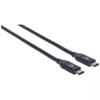 Manhattan USB-C uz USB-C kabelis, 50 cm, vīrietis–vīrietis, melns, 10 Gbps (USB 3.2 Gen2 jeb USB 3.1), 3A (ātrā uzlāde), SuperSpeed+ USB, mūža garantija, ekvivalents USB31CC50CM