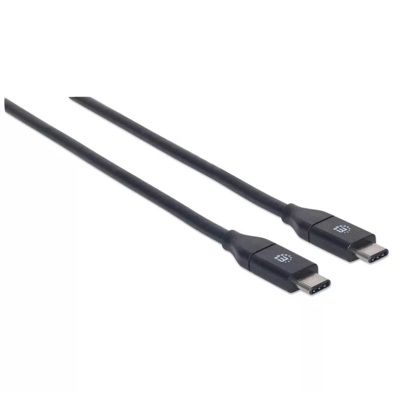 Manhattan USB-C uz USB-C kabelis, 50 cm, vīrietis–vīrietis, melns, 10 Gbps (USB 3.2 Gen2 jeb USB 3.1), 3A (ātrā uzlāde), SuperSpeed+ USB, mūža garantija, ekvivalents USB31CC50CM
