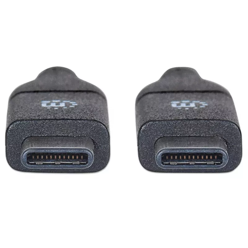 Manhattan USB-C uz USB-C kabelis, 50 cm, vīrietis–vīrietis, melns, 10 Gbps (USB 3.2 Gen2 jeb USB 3.1), 3A (ātrā uzlāde), SuperSpeed+ USB, mūža garantija, ekvivalents USB31CC50CM