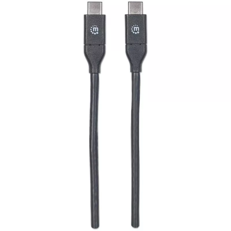 Manhattan USB-C uz USB-C kabelis, 50 cm, vīrietis–vīrietis, melns, 10 Gbps (USB 3.2 Gen2 jeb USB 3.1), 3A (ātrā uzlāde), SuperSpeed+ USB, mūža garantija, ekvivalents USB31CC50CM
