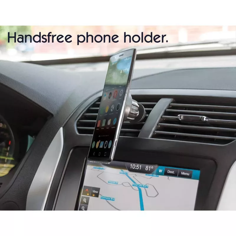 Manhattan Magnetic Car Air-Vent Phone Mount, Adjustable Clip-on, Quick Attach and Release, Non-Skid Pad, Melns, Lifetime Warranty