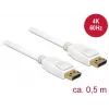 DisplayPort kabelis DeLOCK 85507 0,5 m balts