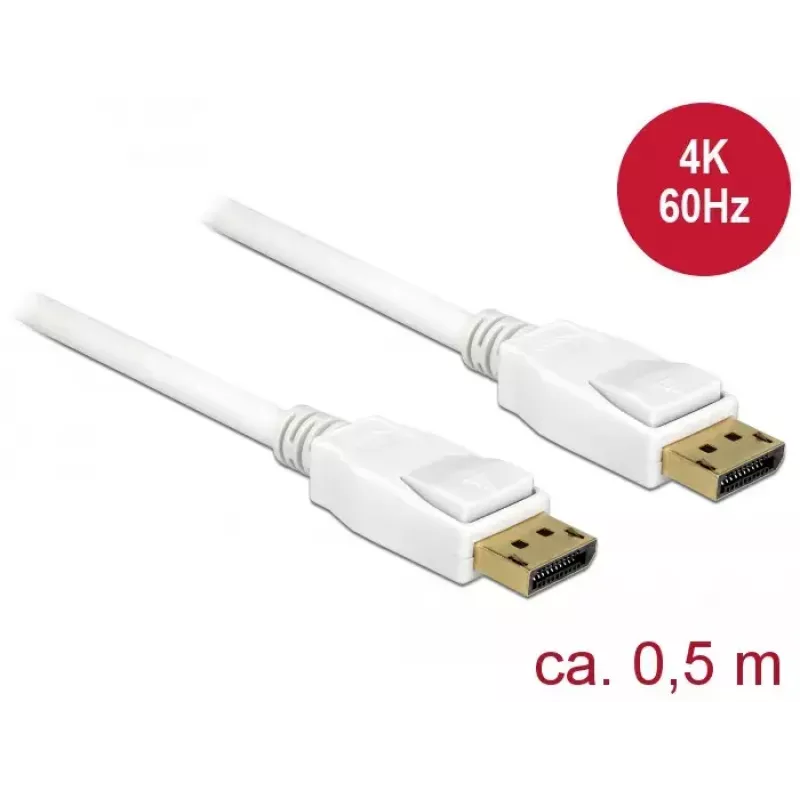 DisplayPort kabelis DeLOCK 85507 0,5 m balts