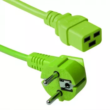 ACT Powercord tīkla savienotājs CEE 7/7 vīrišķais (leņķveida) - C19 zaļš 1,2 m
