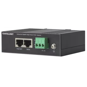 Intellinet Industrial Gigabit High-Power PoE+ inžektors, 1 x 30 W ports, IEEE 802.3at/af Power over Ethernet (PoE+/PoE), metāla korpuss