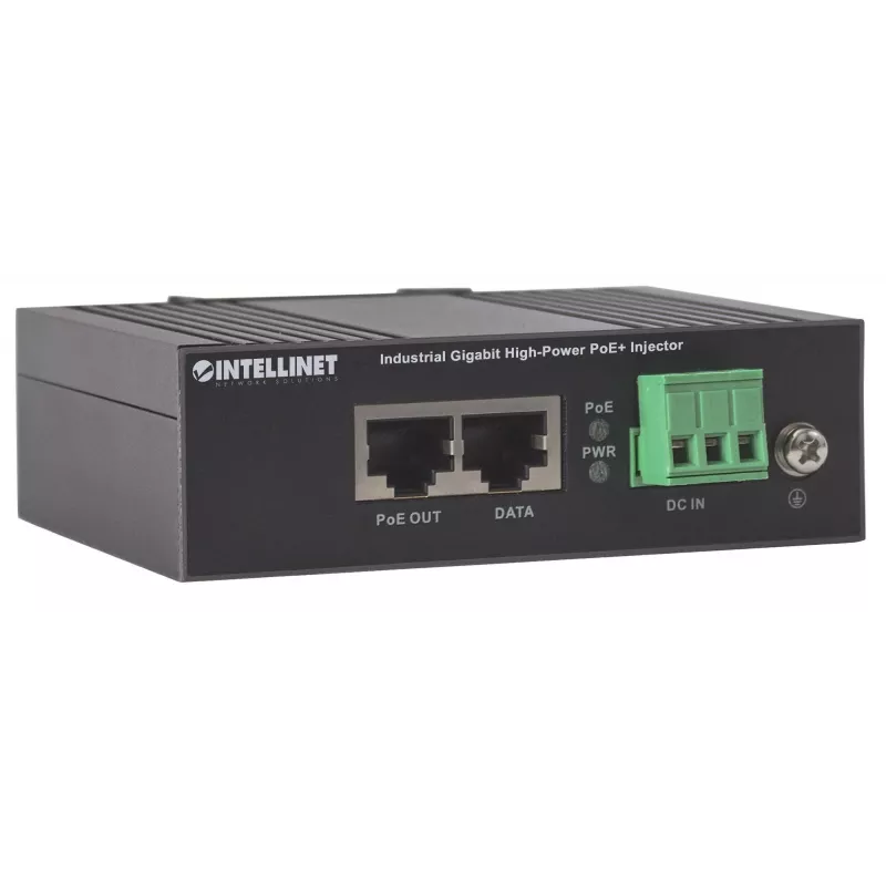 Intellinet Industrial Gigabit High-Power PoE+ inžektors, 1 x 30 W ports, IEEE 802.3at/af Power over Ethernet (PoE+/PoE), metāla korpuss