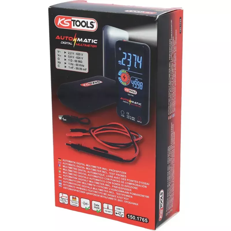 KS Tools 150.1765 automātiskais digitālais multimetrs ar mērzondēm