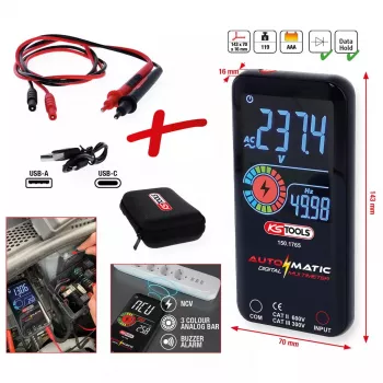 KS Tools 150.1765 automātiskais digitālais multimetrs ar mērzondēm