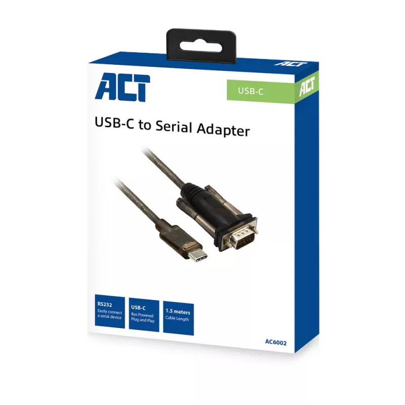 ACT USB-C–seriālais adapteris AC6002 melns 1,5 m