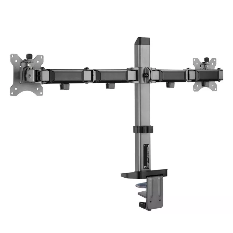 ACT dubultā monitora statīvs birojam sudraba krāsā Skava/caurums 18 kg 17-32 collas