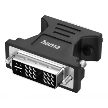 Video adapter HAMA 00300090 DVI‑I male to VGA female, melns