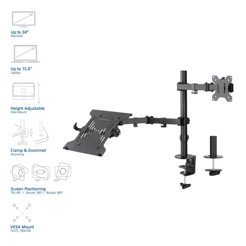Klēpjdatora un monitora svira ACT AC8305 augstuma regulēšana 0-450mm