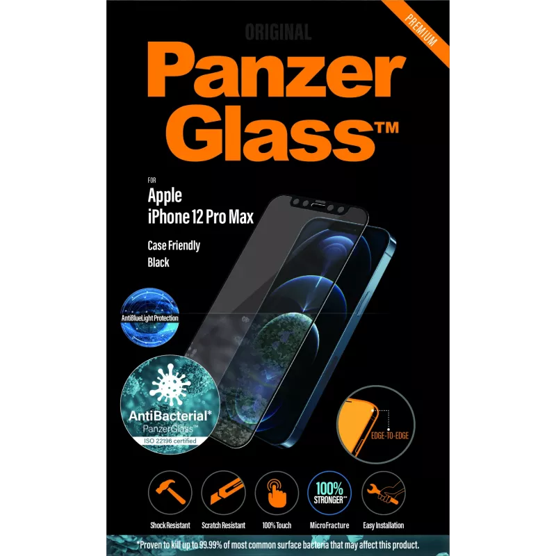 PanzerGlass ® Pretzilās gaismas ekrāns aizsargs Apple iPhone 12 Pro Max | Malas līdz malai