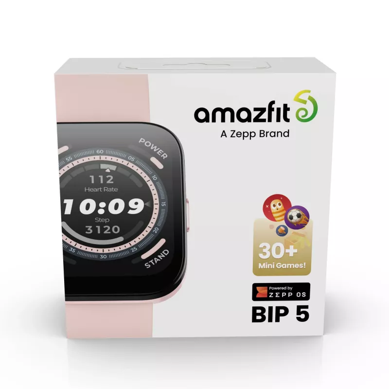 Amazfit Bip 5 4,85 cm (1,91 collas) TFT 45,9 mm Digitāls 320 x 380 pikseļi Skārienjūtīgs Rozā GPS (satelīts)
