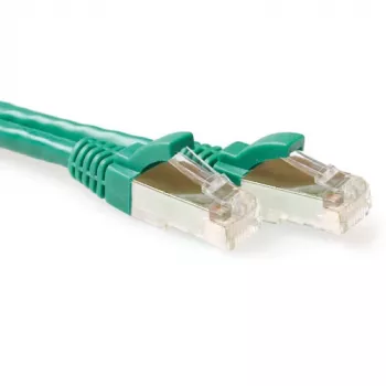 ACT zaļa 20 metru LSZH SFTP CAT6A komutācijas kabelis ar aizsargātiem RJ45 savienotājiem