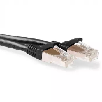 ACT melns 2 metru LSZH SFTP CAT6A komutācijas kabelis bez aizķeres ar RJ45 savienotājiem