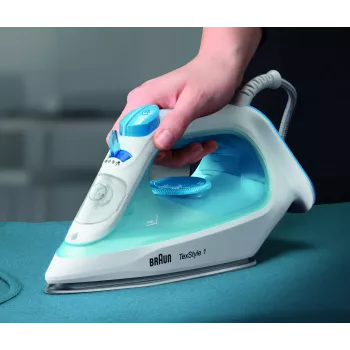 Braun TexStyle 1 SI1050BL tvaika gludeklis ar keramisko zoli 2000 W zilā, baltā krāsā