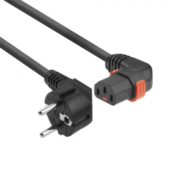ACT strāvas kabelis CEE 7/7 vīrišķais (leņķveida) - C13 IEC Lock (labais leņķis) melns 1 m, EL446S