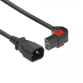 ACT Spēka kabelis C14 - C13 IEC Lock (lejupvērsts leņķis) melns 3 m, PC2052