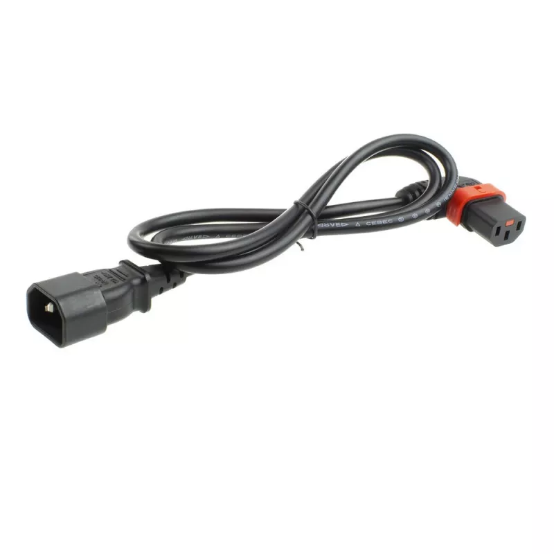 ACT Powercord C14 - C13 IEC Lock (pa kreisi leņķisks) melns 2 m, PC2046