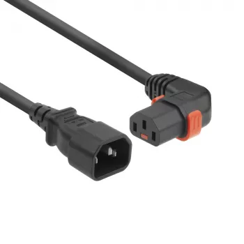 ACT Powercord C14 - C13 IEC Lock (leņķveida) melns 3 m, PC2049