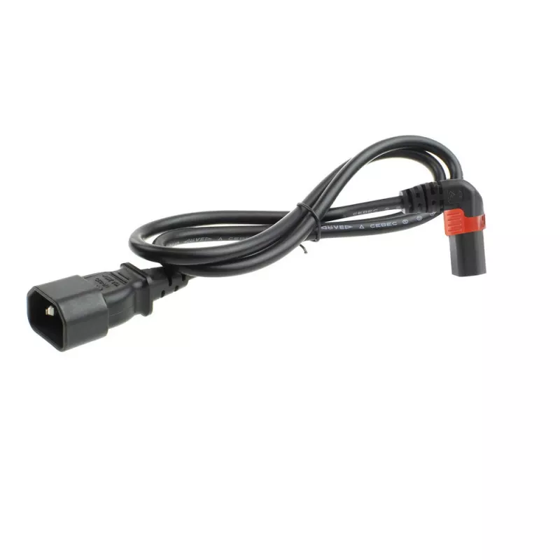 ACT Powercord C14 - C13 IEC Lock (uz leņķi) melns 1 m, PC2043
