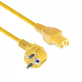 ACT Powercord tīkla savienotājs CEE 7/7 vīrišķais (leņķveida) - C15 dzeltens 1.5 m