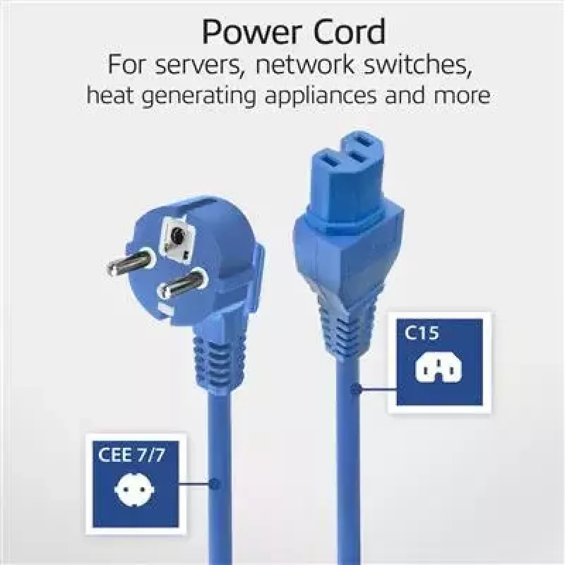 ACT Powercord tīkla savienotājs CEE 7/7 vīrieša (leņķveida) - C15 zila 1 m