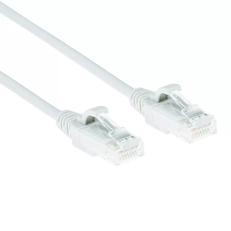 ACT balts 2 metru LSZH U/UTP CAT6 datacentra plānā komutācijas kabelis ar nenoņemamu zābaciņu un RJ45 savienotājiem
