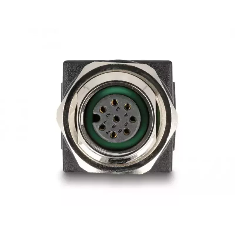 DeLOCK M12 Adapteris ar A-kodējumu, 8 kontaktu ligzda uz RJ45 ligzdu, taisns