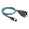 DeLOCK M12 adaptera kabelis A-kodēts 8 kontaktu sieviešu uz RJ45 sieviešu 50 cm