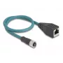DeLOCK M12 adaptera kabelis A-kodēts 8 kontaktu sieviešu uz RJ45 sieviešu 50 cm