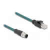 Tīkla kabelis DeLOCK M12 adaptera kabelis A-kodēts 8 kontaktu vīrišķais – RJ45 vīrišķais 50 cm