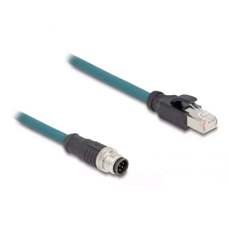 Tīkla kabelis DeLOCK M12 adaptera kabelis A-kodēts 8 kontaktu vīrišķais – RJ45 vīrišķais 50 cm