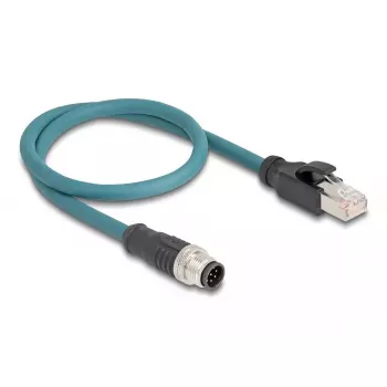 Tīkla kabelis DeLOCK M12 adaptera kabelis A-kodēts 8 kontaktu vīrišķais – RJ45 vīrišķais 50 cm