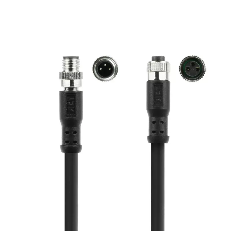 ACT Industrial 5,00 metru sensoru kabelis M8A 3-pin vīrišķais uz M8A 3-pin sievišķo, Ultraflex Xtreme TPE kabelis, ekranēts