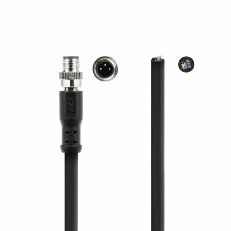 ACT Industrial 5,00 metru sensoru kabelis M8A 3-pin vīrišķais uz atvērtu galu, Ultraflex Xtreme TPE kabelis, ekranēts