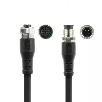 ACT Industrial 1,50 m sensoru kabelis M12A 4 kontaktu spraudnis uz M12A 4 kontaktu ligzdu, Superflex Xtreme TPE kabelis, ekranēts
