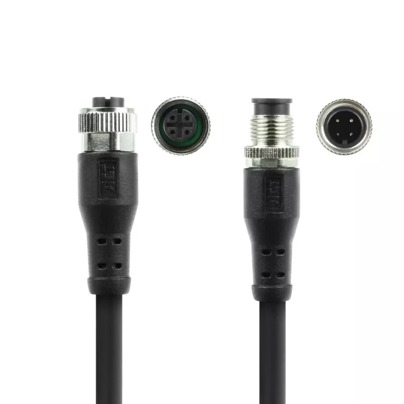 ACT Industrial 1,50 m sensoru kabelis M12A 4 kontaktu spraudnis uz M12A 4 kontaktu ligzdu, Superflex Xtreme TPE kabelis, ekranēts