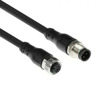 ACT Industrial 3,00 metru sensoru kabelis M12A 4 kontaktu vīrišķais uz M12A 4 kontaktu sievišķo, Superflex Xtreme TPE kabelis, ekranēts