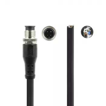 ACT Industrial 5.00 metru sensoru kabelis M12A 4-pin vīrišķais uz atvērtu galu Superflex Xtreme TPE kabelis, ekranēts