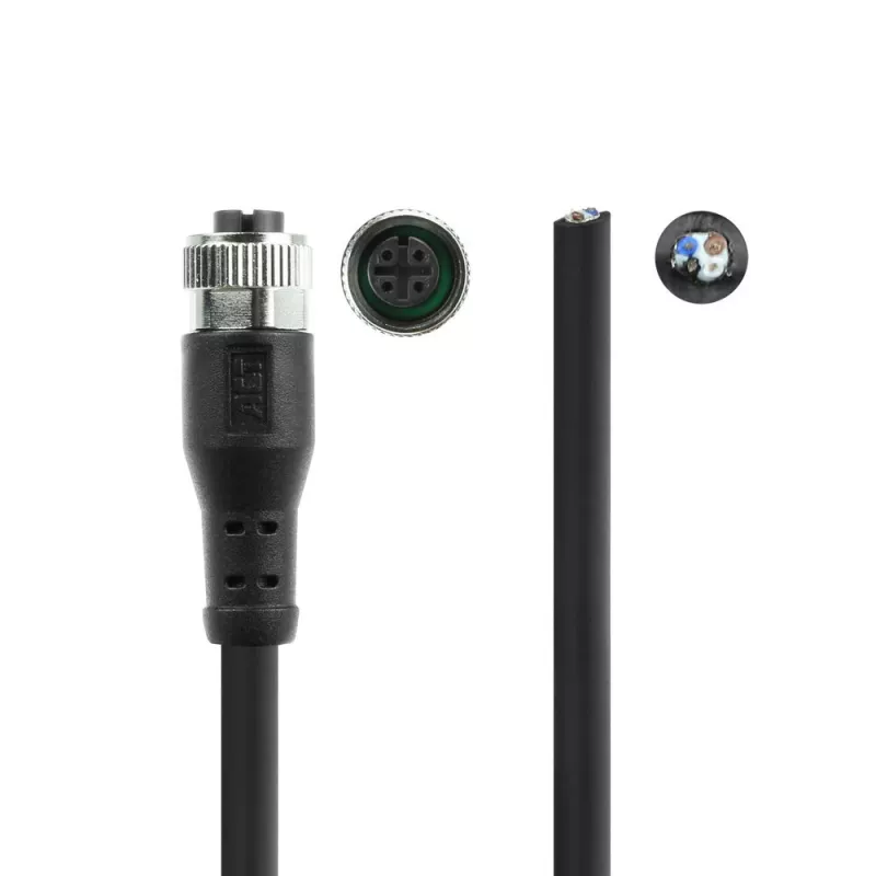 ACT Industrial 3,00 metru sensoru kabelis M12A 4-pin sievišķais uz atvērtu galu Superflex Xtreme TPE kabelis, ekranēts