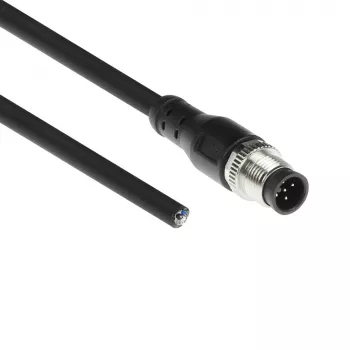 ACT Industrial 3.00 metru sensoru kabelis M12A 5 kontaktu vīrišķais uz atvērtu galu, Superflex Xtreme TPE kabelis, ekranēts