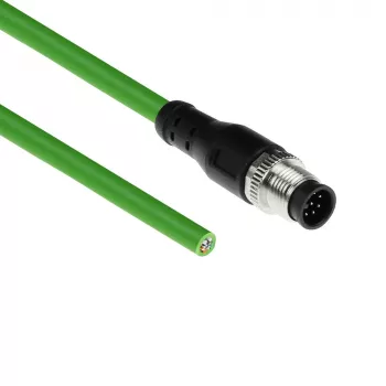 ACT Industrial 5,00 metru sensoru kabelis M12A 8-pin vīrišķais atvērtajā galā, Ultraflex TPE kabelis, ekranēts