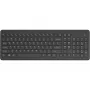 Bezvadu pilna izmēra membrānas tastatūra HP 220 — melna, RF 2,4 GHz, USB-A uztvērējs, QWERTY, ciparu bloks, AAA baterija