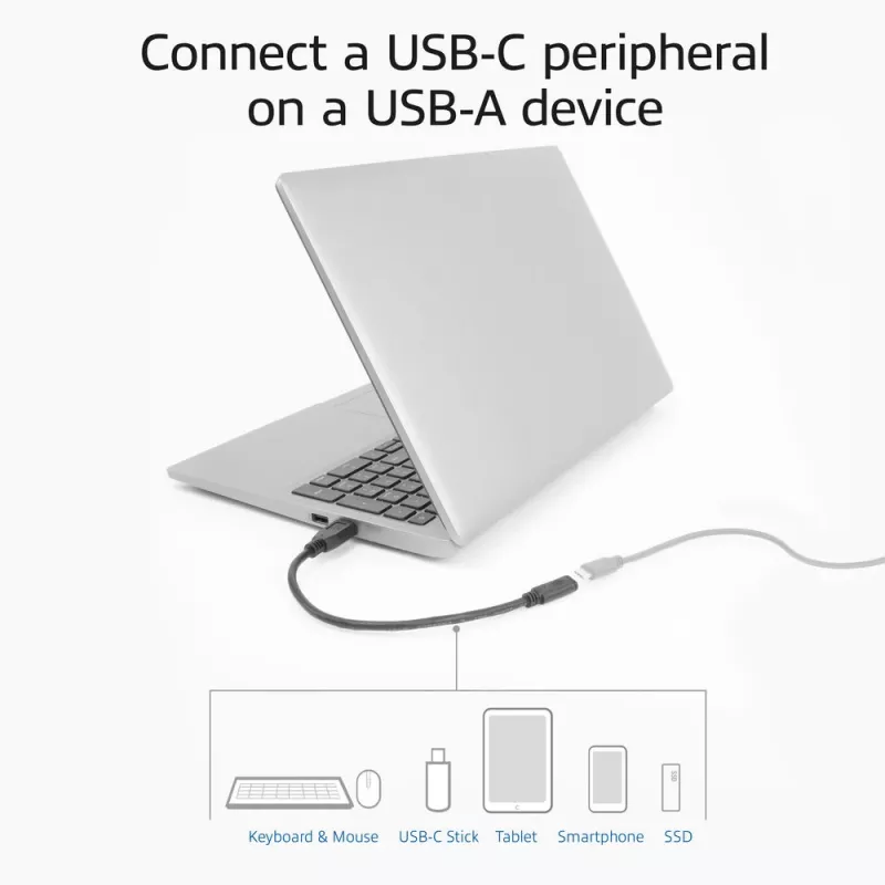 USB adapteris ACT AC7460 USB A vīrišķais → 24‑kontaktu USB‑C sievišķais, 20 cm, 5 Gbps