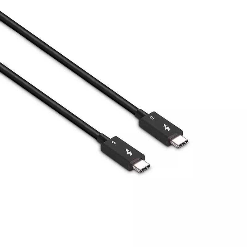 Lindy 1 m Thunderbolt 5 kabelis, 80 Gbps, pasīvs, vīrišķais, vīrišķais, 1 m, 80 Gbit/s, melns, niķelis