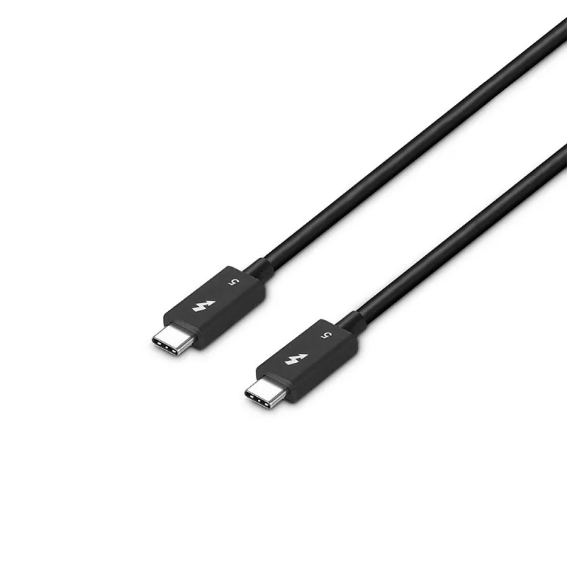 Lindy 1 m Thunderbolt 5 kabelis, 80 Gbps, pasīvs, vīrišķais, vīrišķais, 1 m, 80 Gbit/s, melns, niķelis